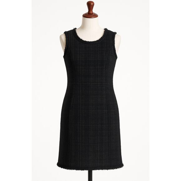 Talbots Black Tweed Sleeveless Shift Dress Size 2 Classic Chic Workwear Elegance - Picture 2 of 10